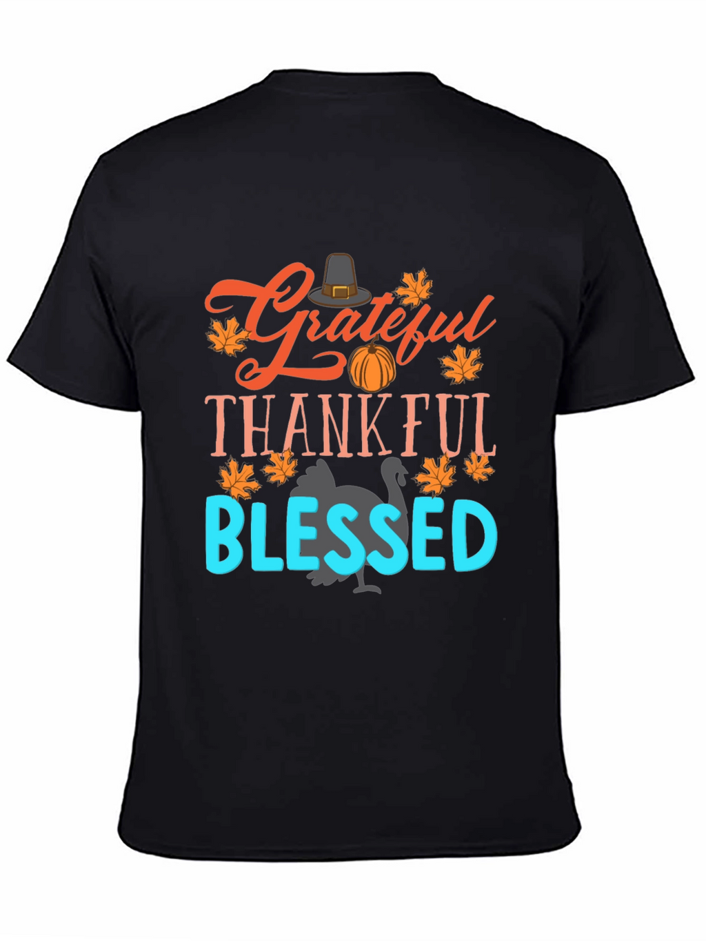 Grateful Thankful Blessed Thanksgiving Graphic Tee
