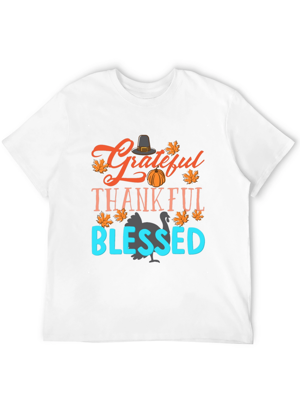 Grateful Thankful Blessed Thanksgiving Graphic Tee
