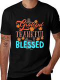Grateful Thankful Blessed Thanksgiving Graphic Tee