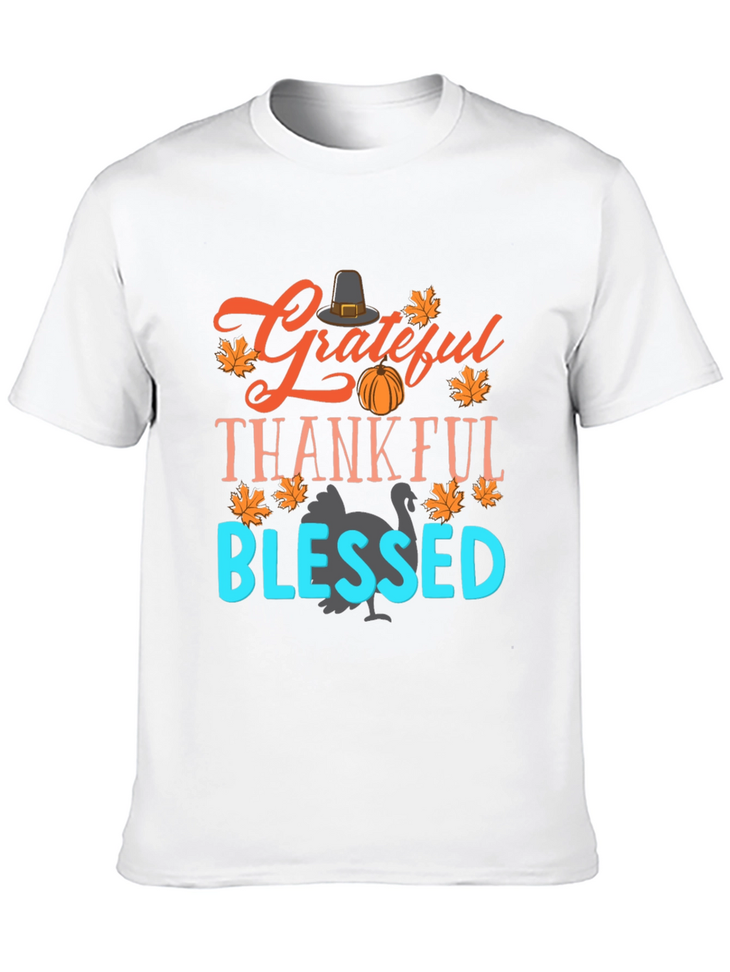 Grateful Thankful Blessed Thanksgiving Graphic Tee