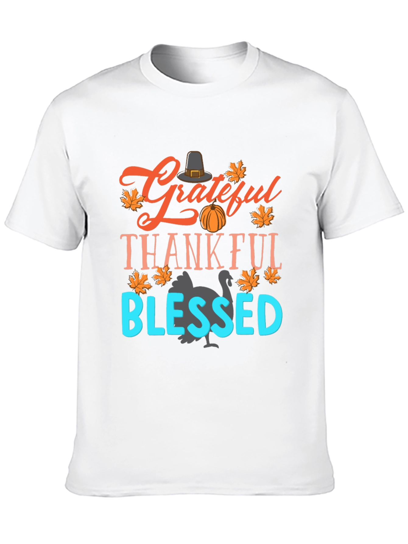 Grateful Thankful Blessed Thanksgiving Graphic Tee