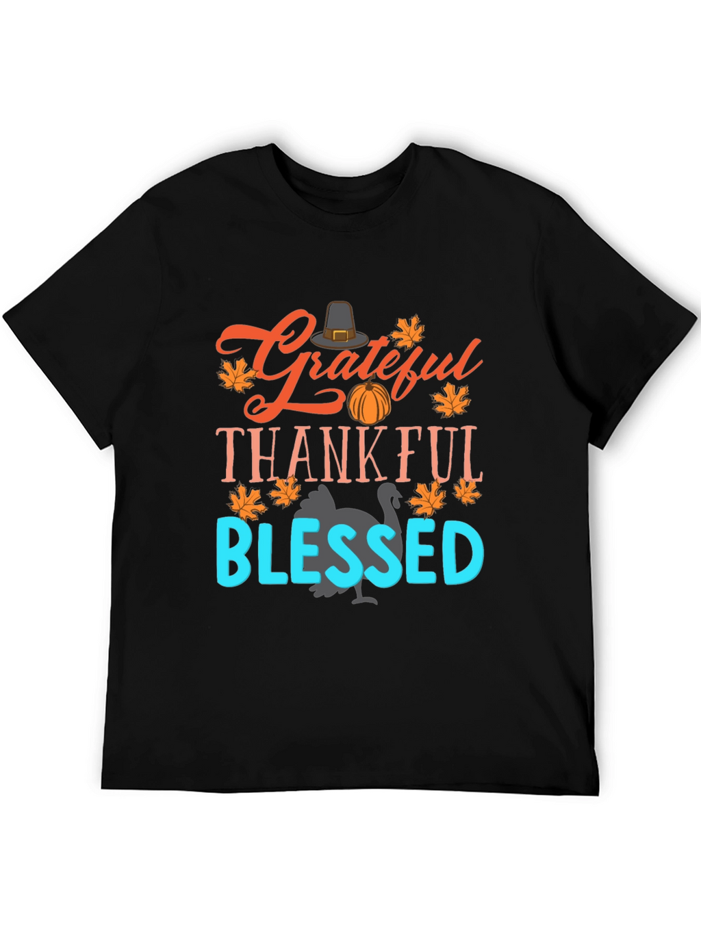 Grateful Thankful Blessed Thanksgiving Graphic Tee