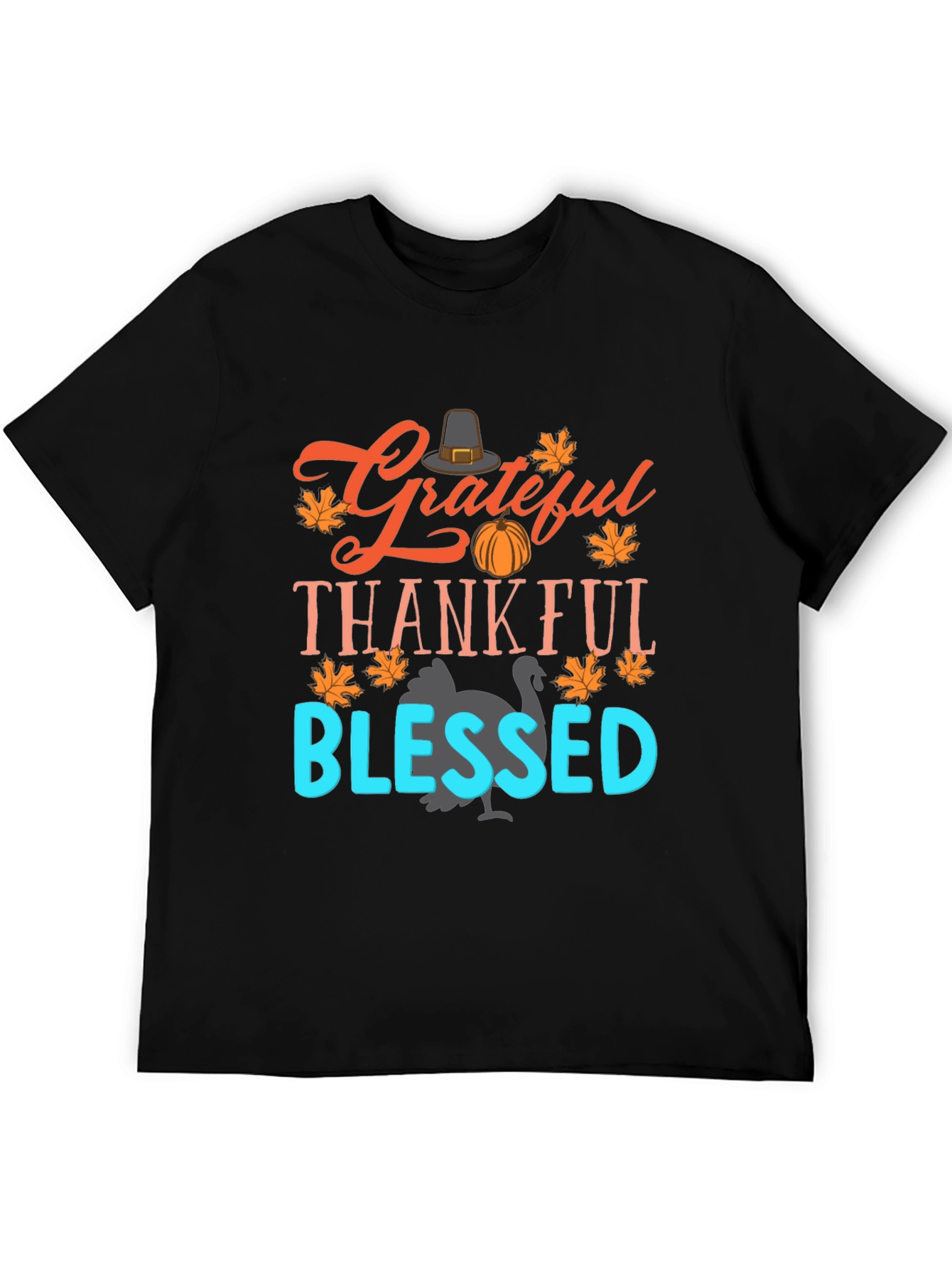 Grateful Thankful Blessed Thanksgiving Graphic Tee