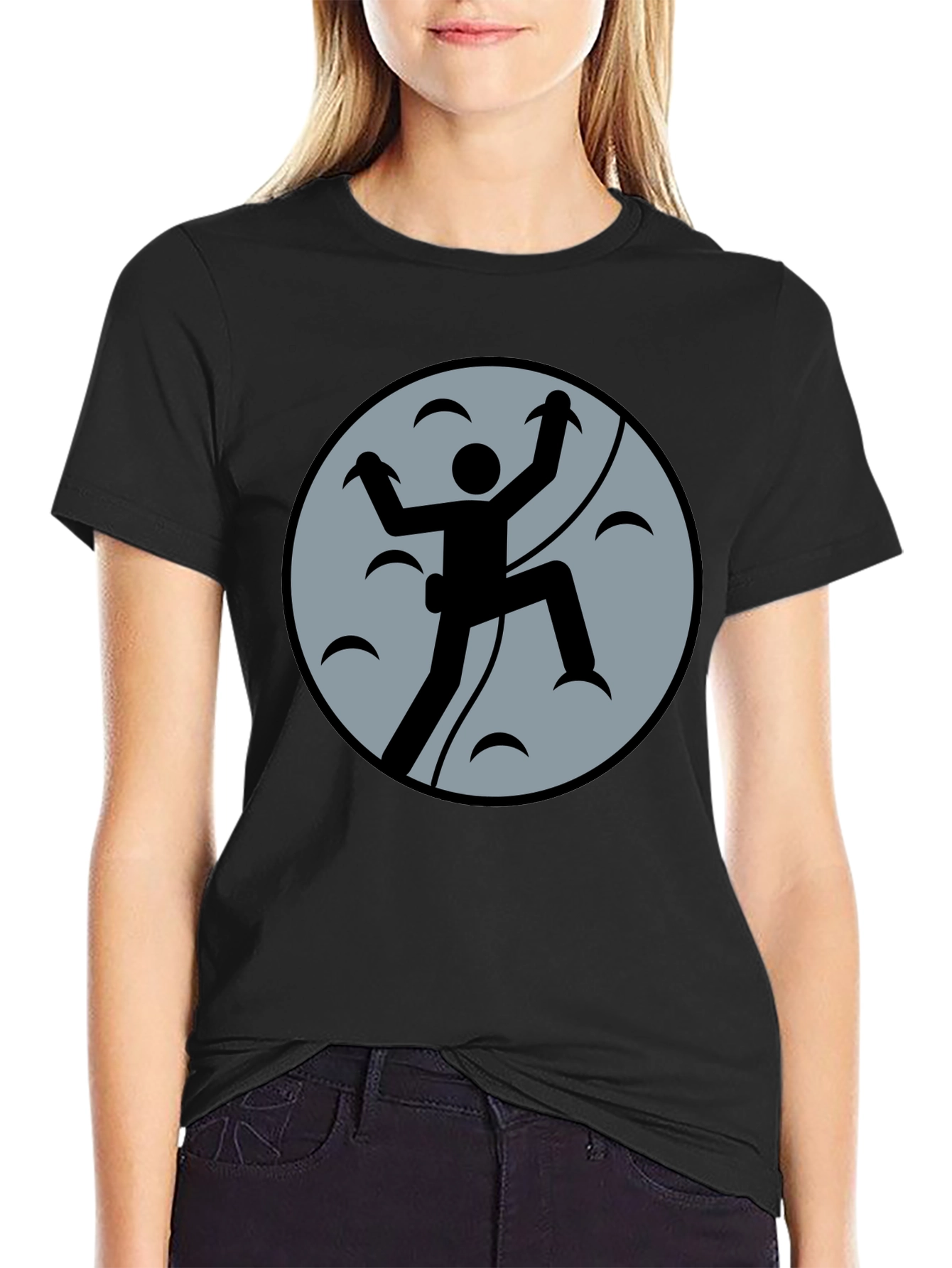 Climbing Graphic Tee - Black Cotton Shirt