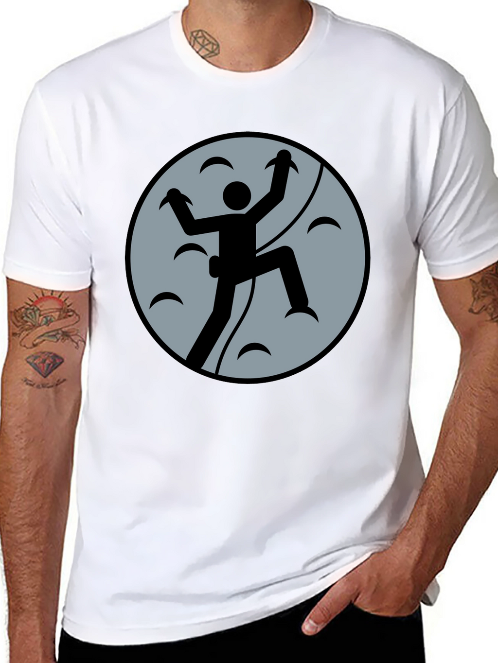 Climbing Graphic Tee - Black Cotton Shirt