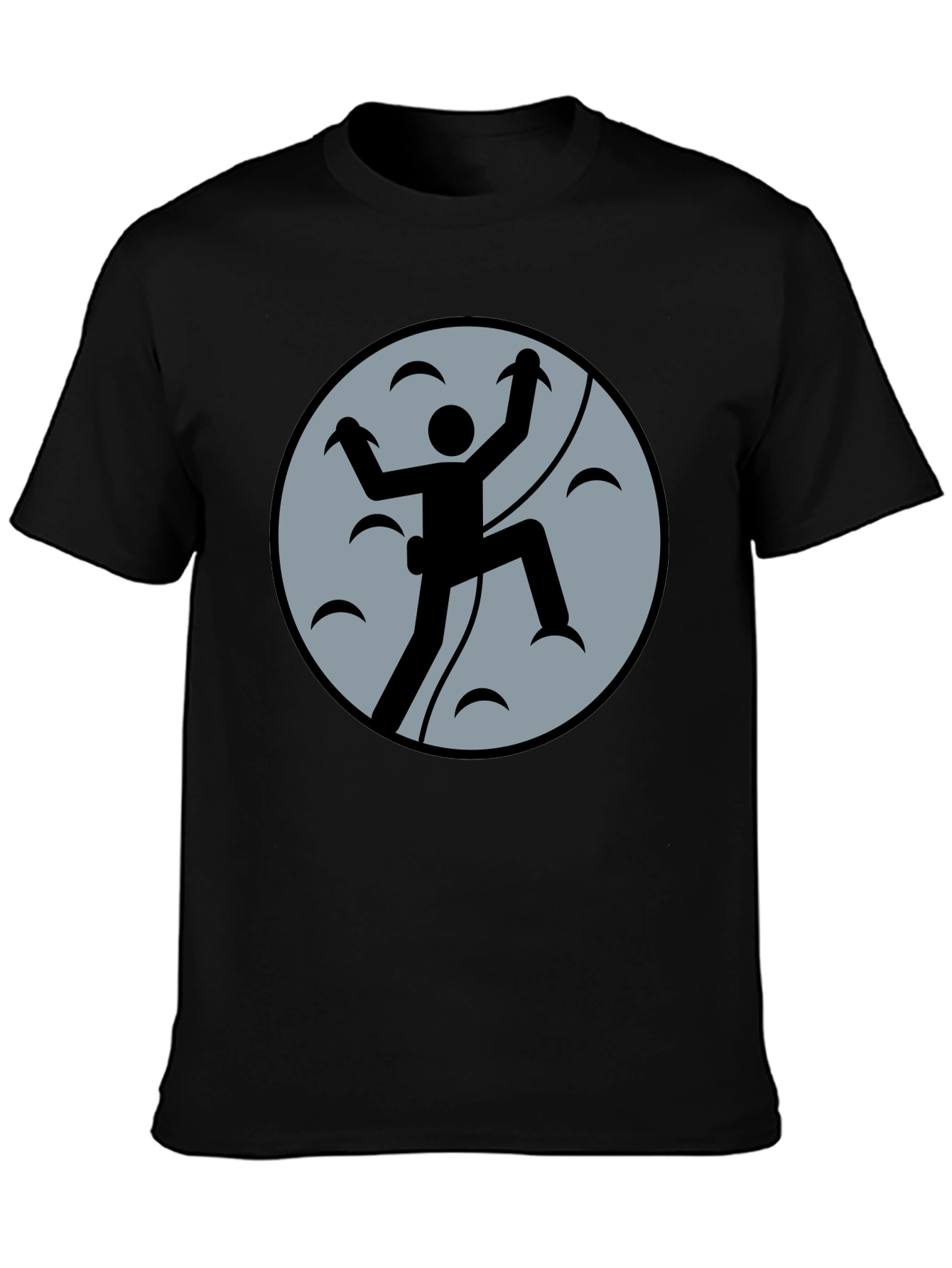 Climbing Graphic Tee - Black Cotton Shirt