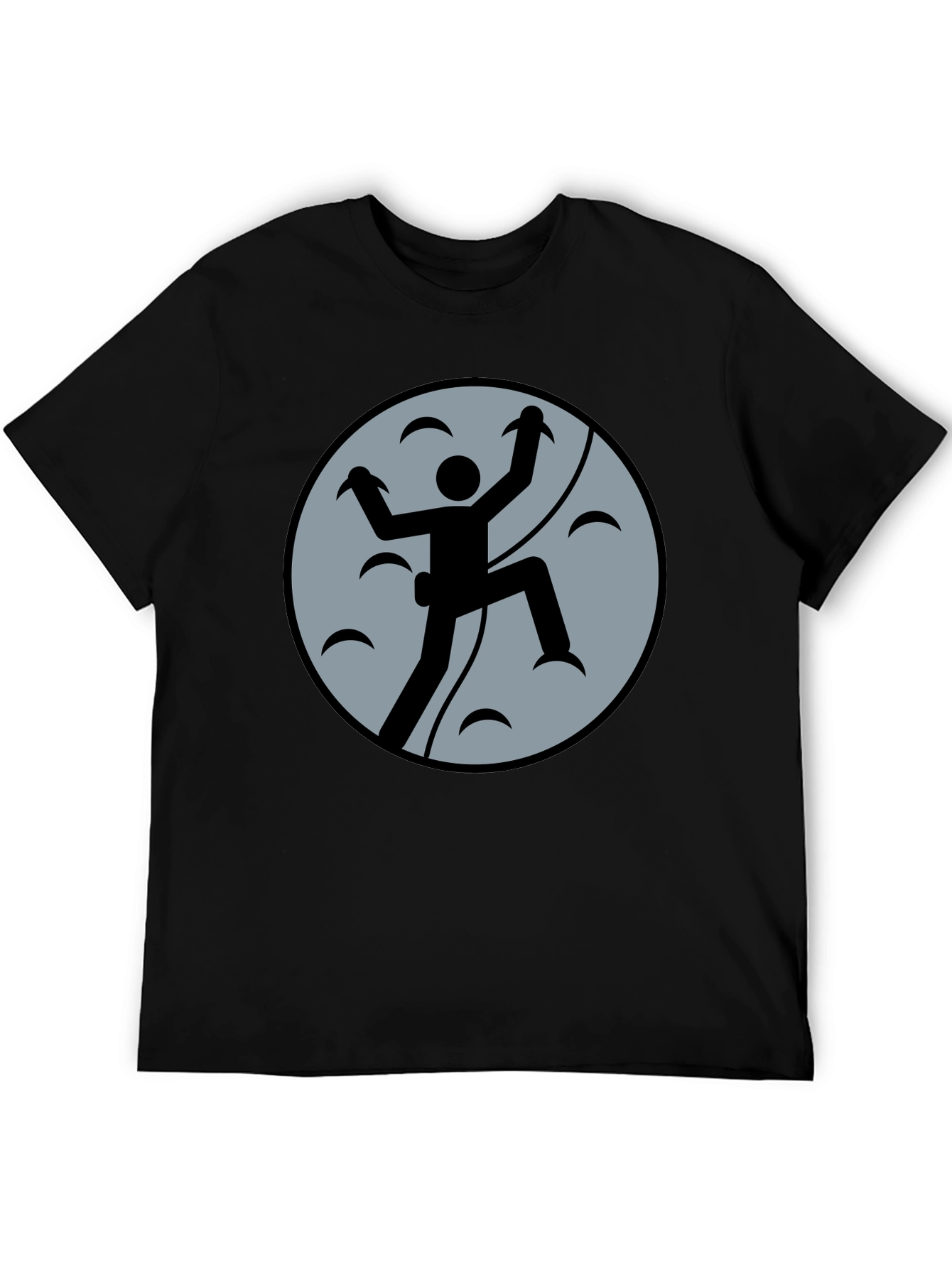 Climbing Graphic Tee - Black Cotton Shirt