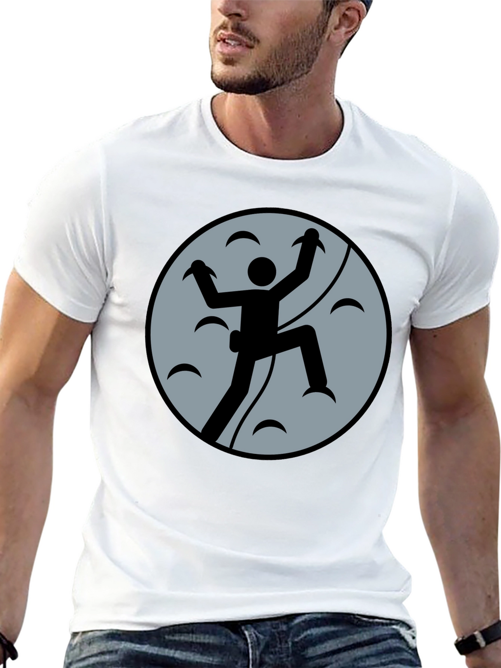 Climbing Graphic Tee - Black Cotton Shirt