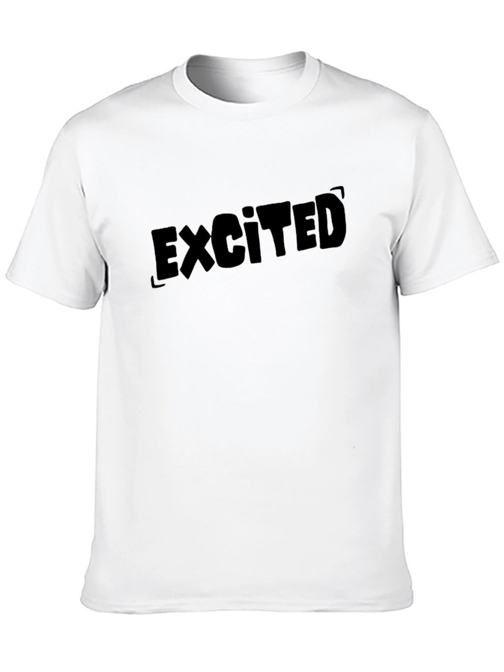 Excited Graphic Tee - Mens Basic Black T-Shirt