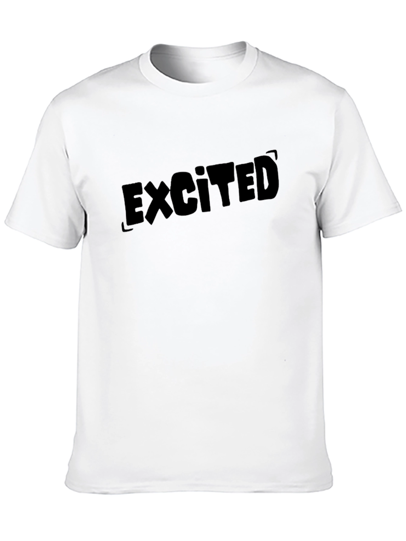 Excited Graphic Tee - Mens Basic Black T-Shirt