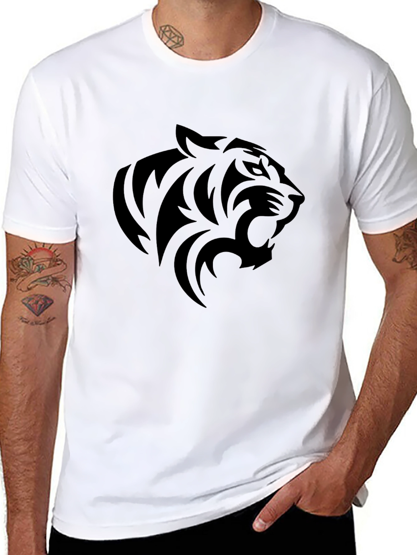 Black Tiger Graphic Tee - Stylish Mens T-Shirt