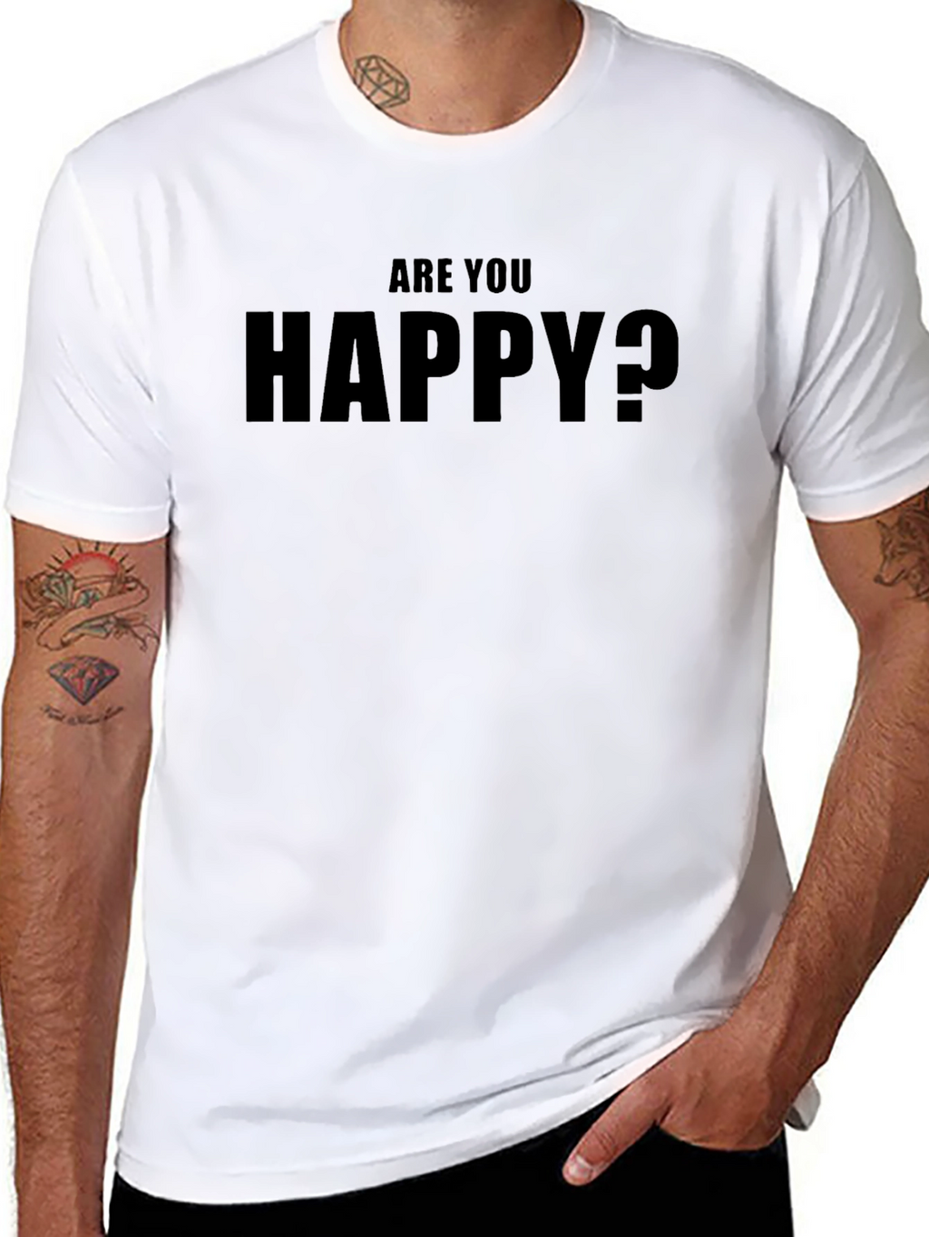 Are You Happy? Graphic Tee - Black