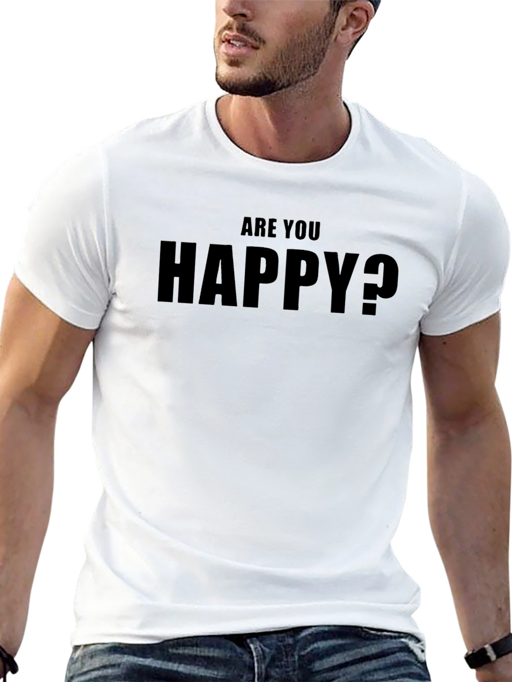 Are You Happy? Graphic Tee - Black