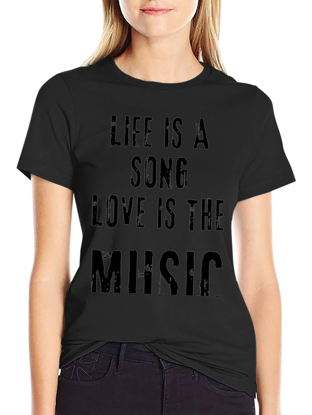 Life Is A Song Mens Black Graphic Tee