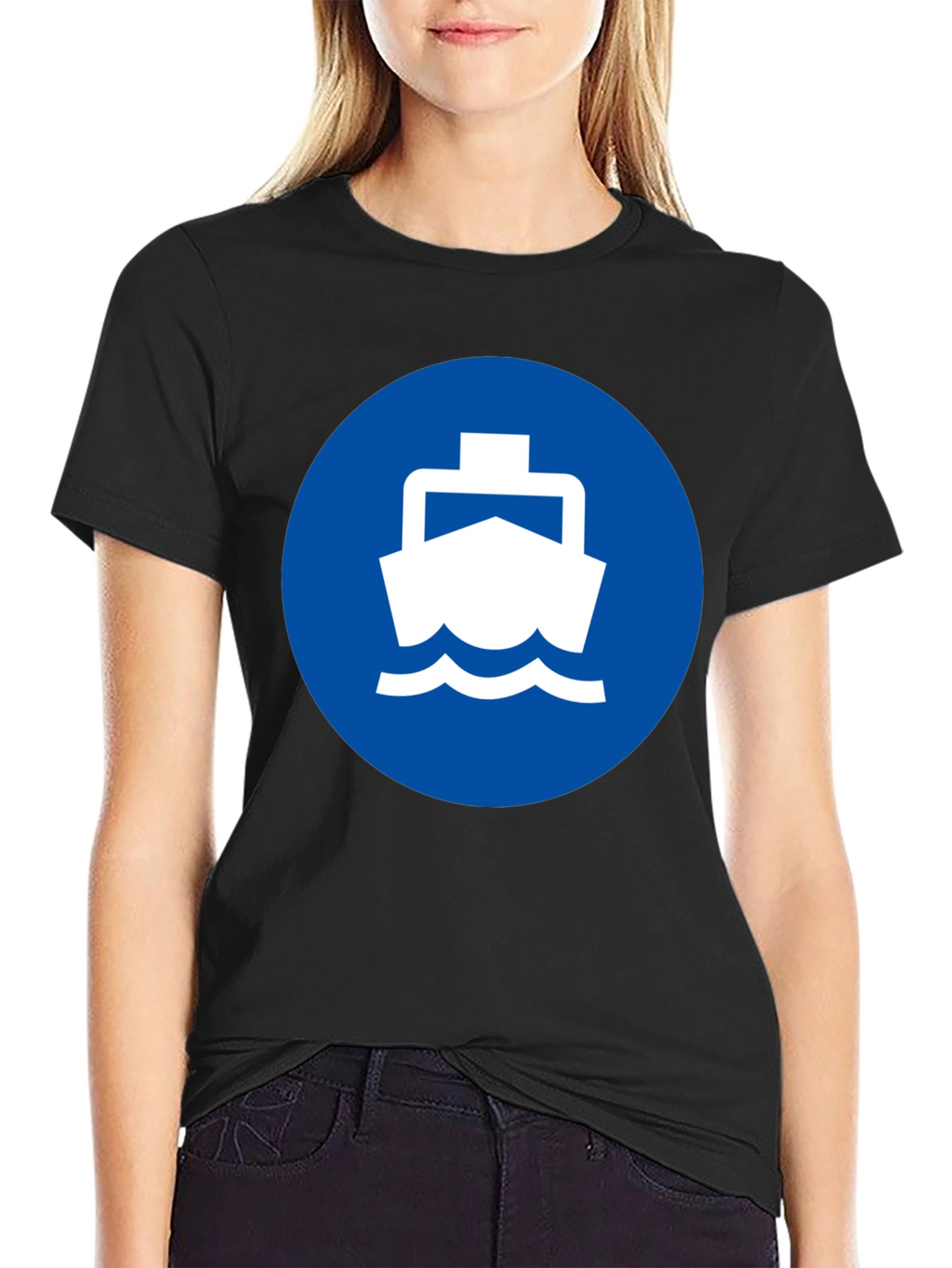 Ferry Boat Graphic Tee - Nautical Blue Circle Design