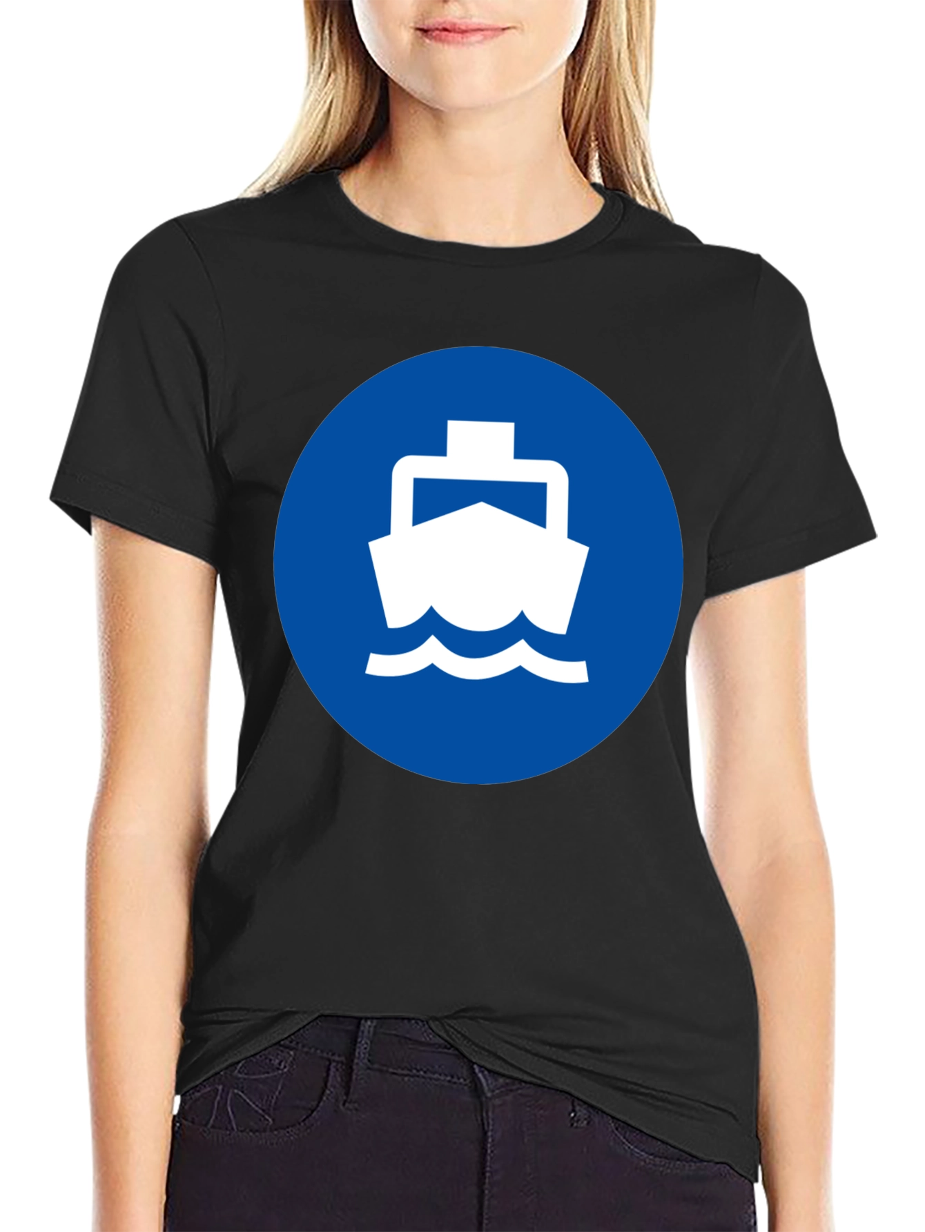 Ferry Boat Graphic Tee - Nautical Blue Circle Design