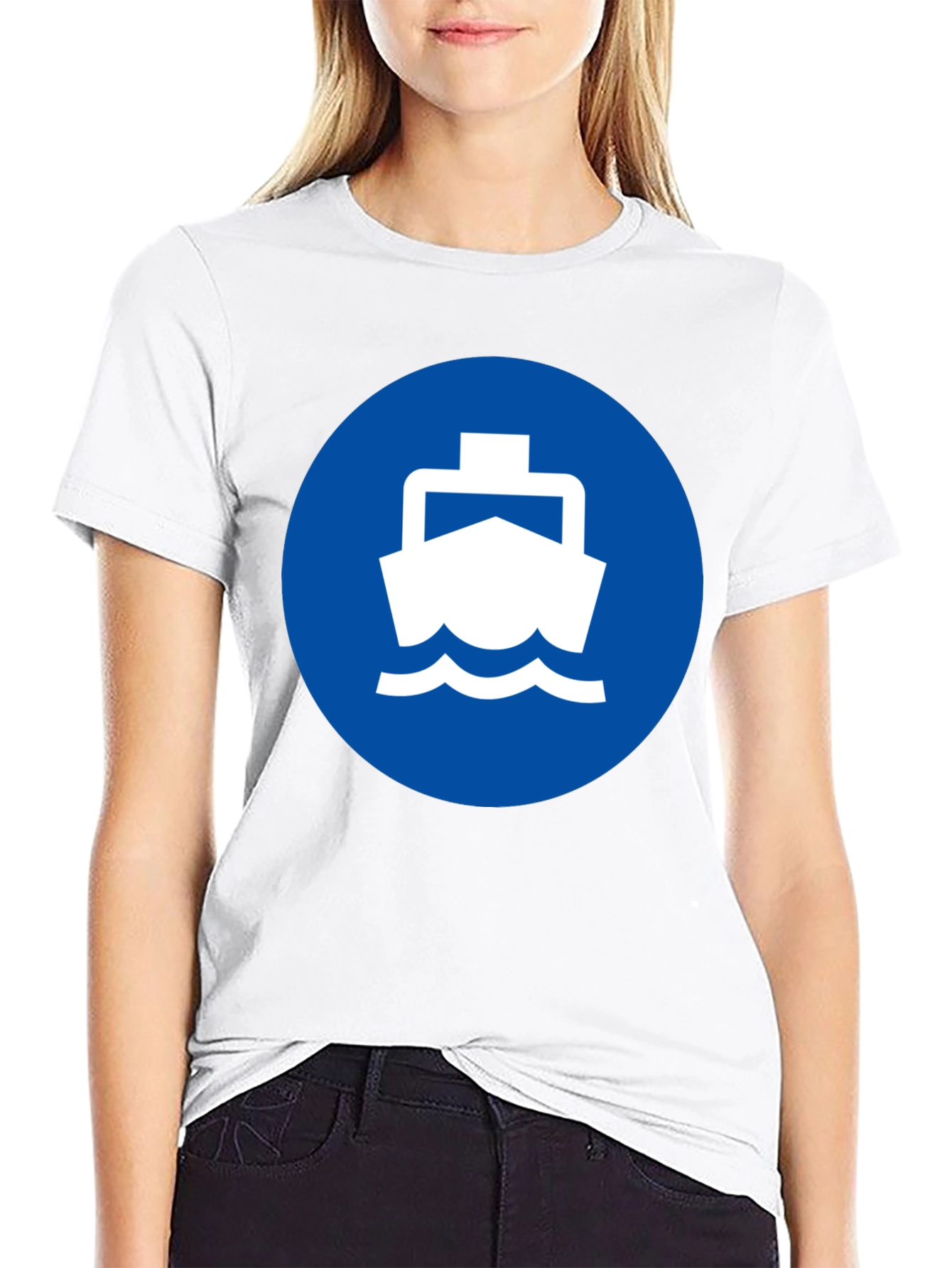 Ferry Boat Graphic Tee - Nautical Blue Circle Design