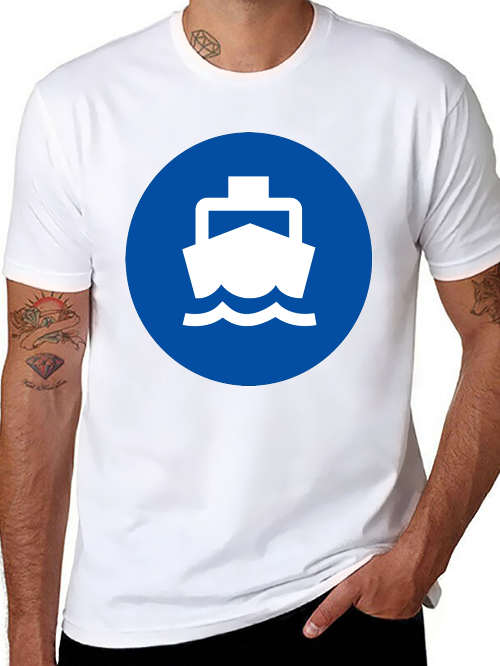 Ferry Boat Graphic Tee - Nautical Blue Circle Design
