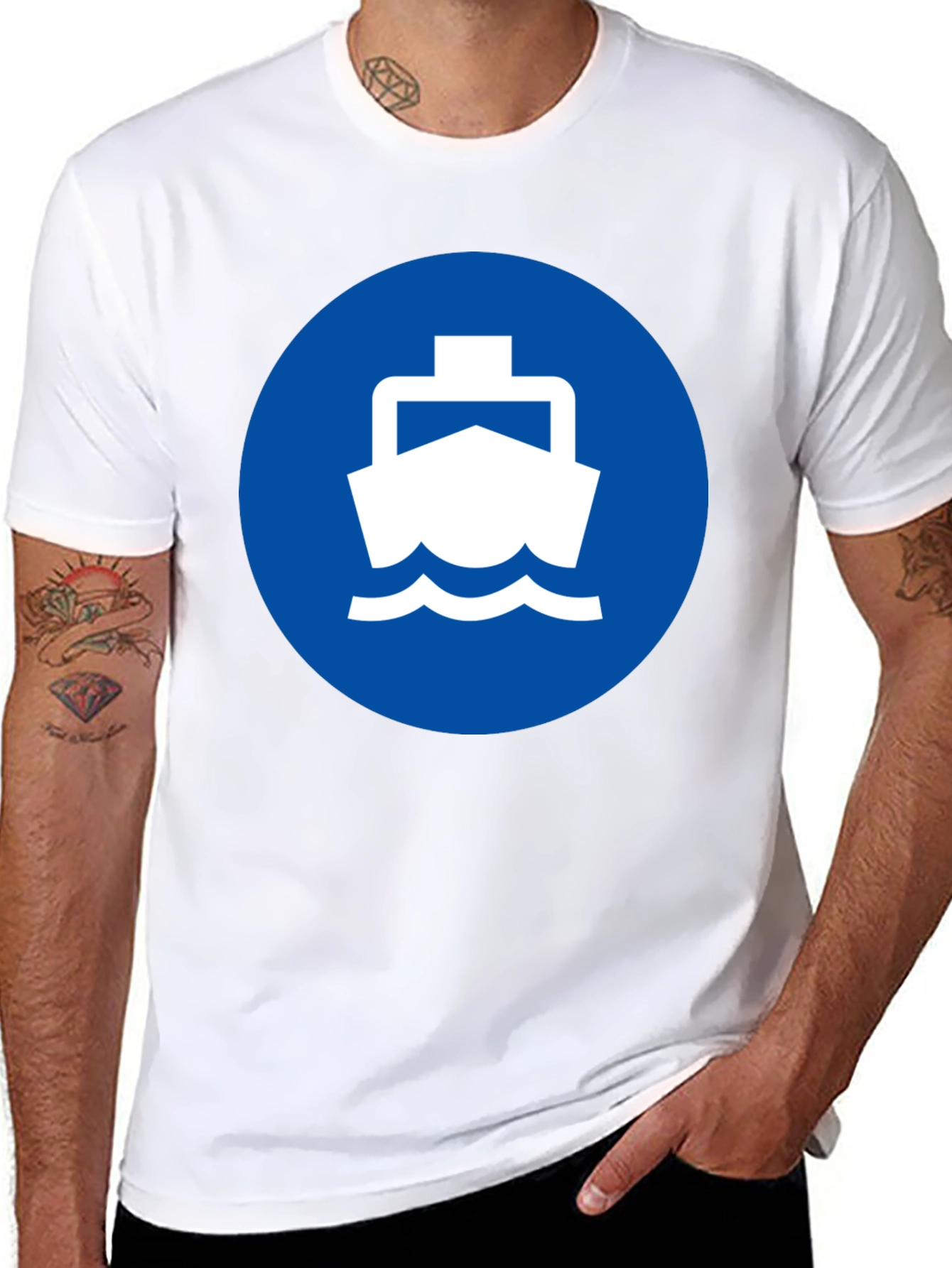 Ferry Boat Graphic Tee - Nautical Blue Circle Design