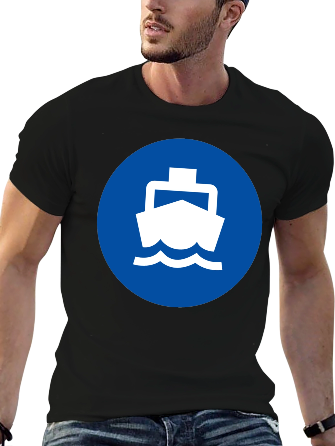 Ferry Boat Graphic Tee - Nautical Blue Circle Design