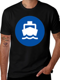 Ferry Boat Graphic Tee - Nautical Blue Circle Design