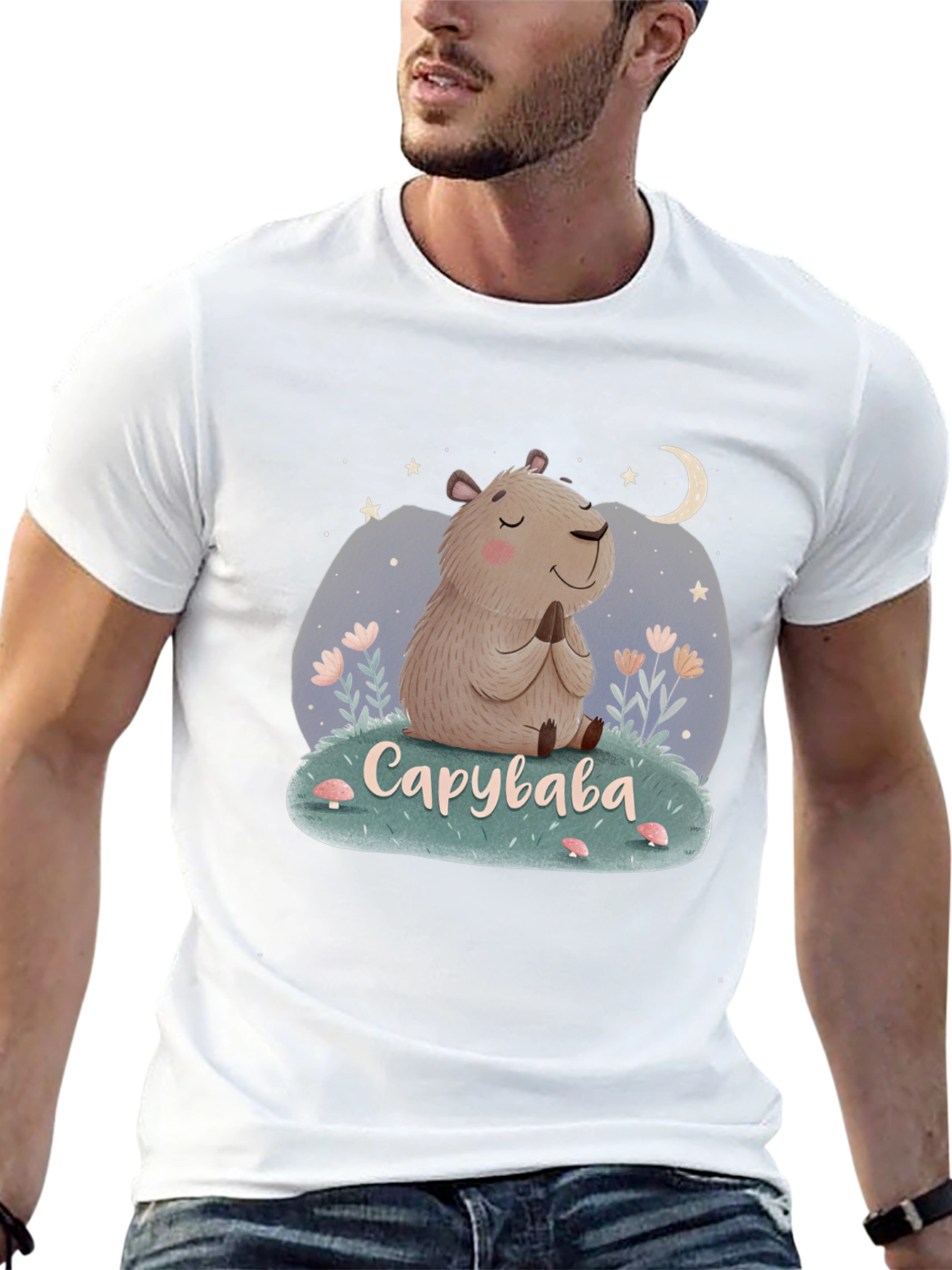 Cute Capybara Meditation T-Shirt - Relaxed Fit