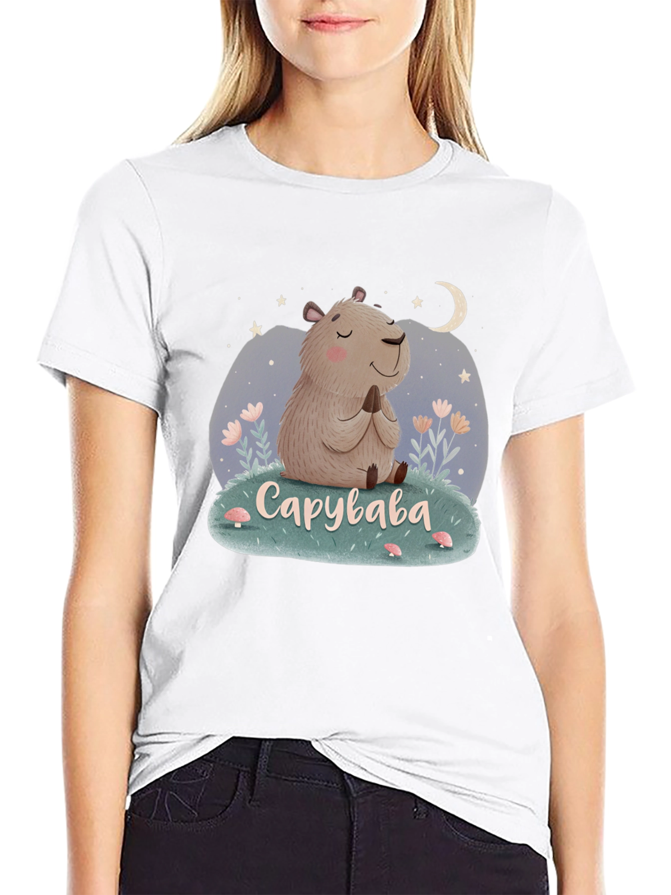 Cute Capybara Meditation T-Shirt - Relaxed Fit