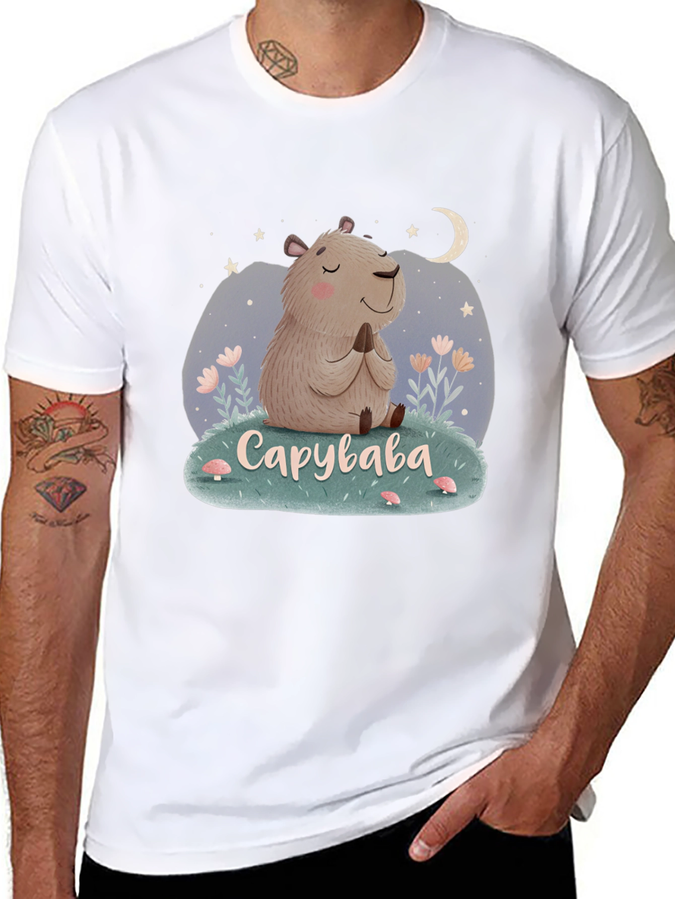 Cute Capybara Meditation T-Shirt - Relaxed Fit