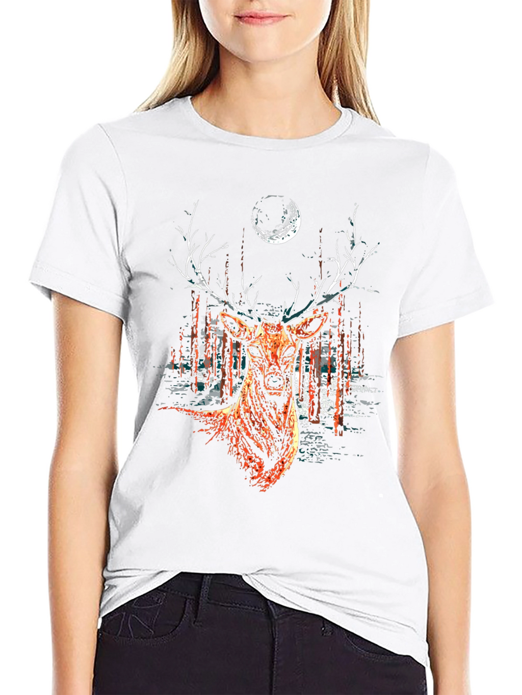 Deer & Moon Graphic Tee - Mens Black T-Shirt