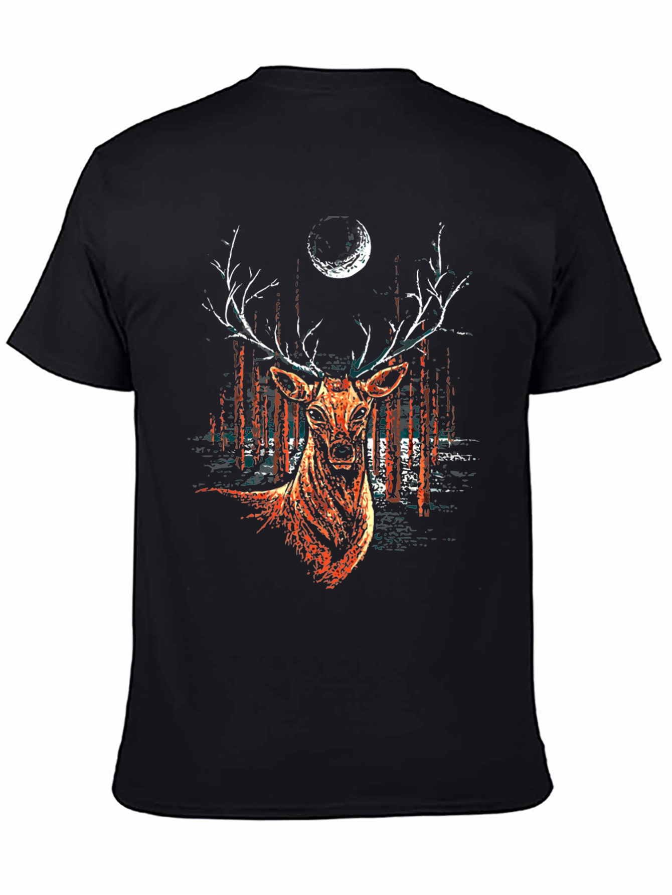 Deer & Moon Graphic Tee - Mens Black T-Shirt