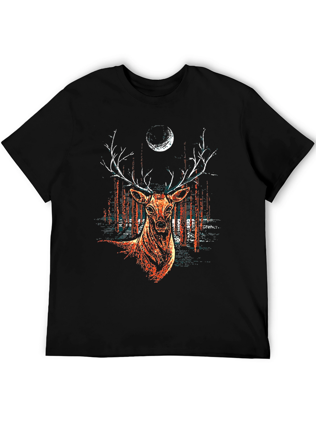 Deer & Moon Graphic Tee - Mens Black T-Shirt