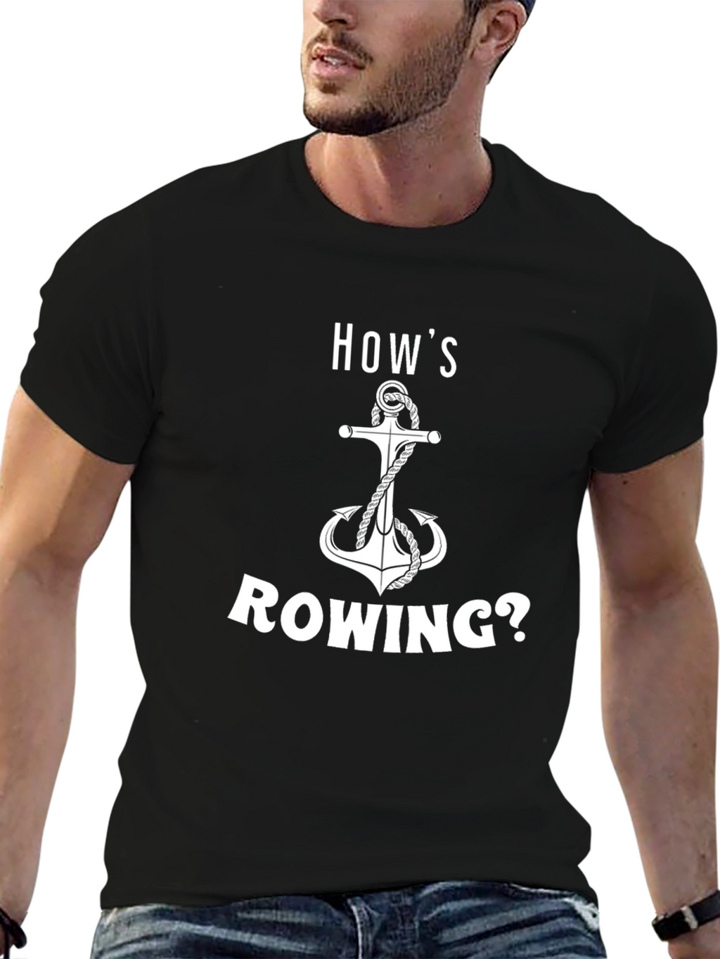 Hows Rowing? Graphic Anchor T-Shirt