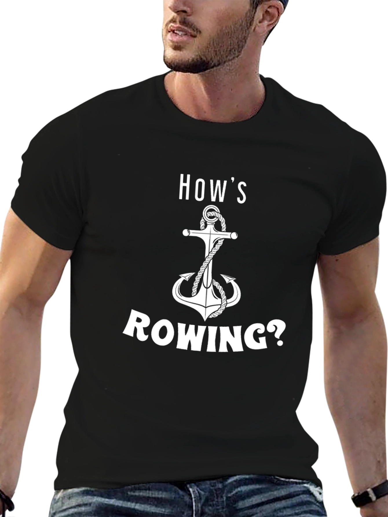 Hows Rowing? Graphic Anchor T-Shirt