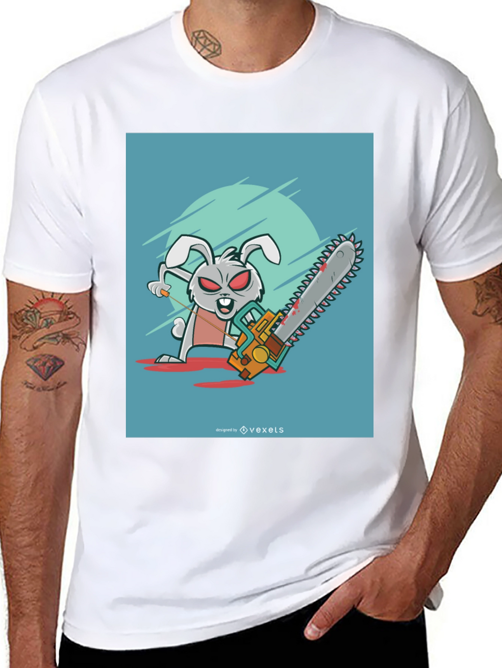 Evil Bunny Chainsaw T-Shirt - Graphic Tee