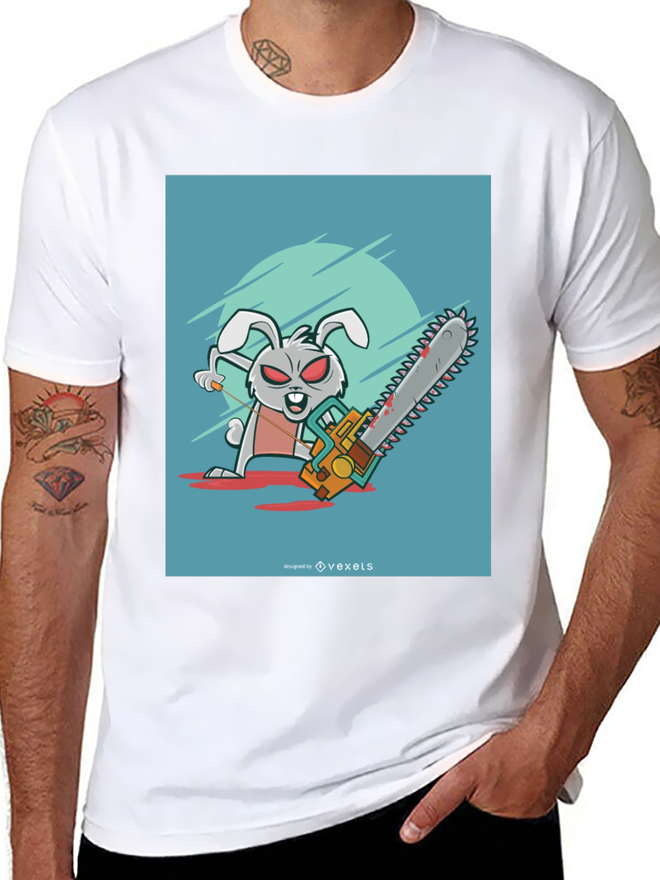 Evil Bunny Chainsaw T-Shirt - Graphic Tee