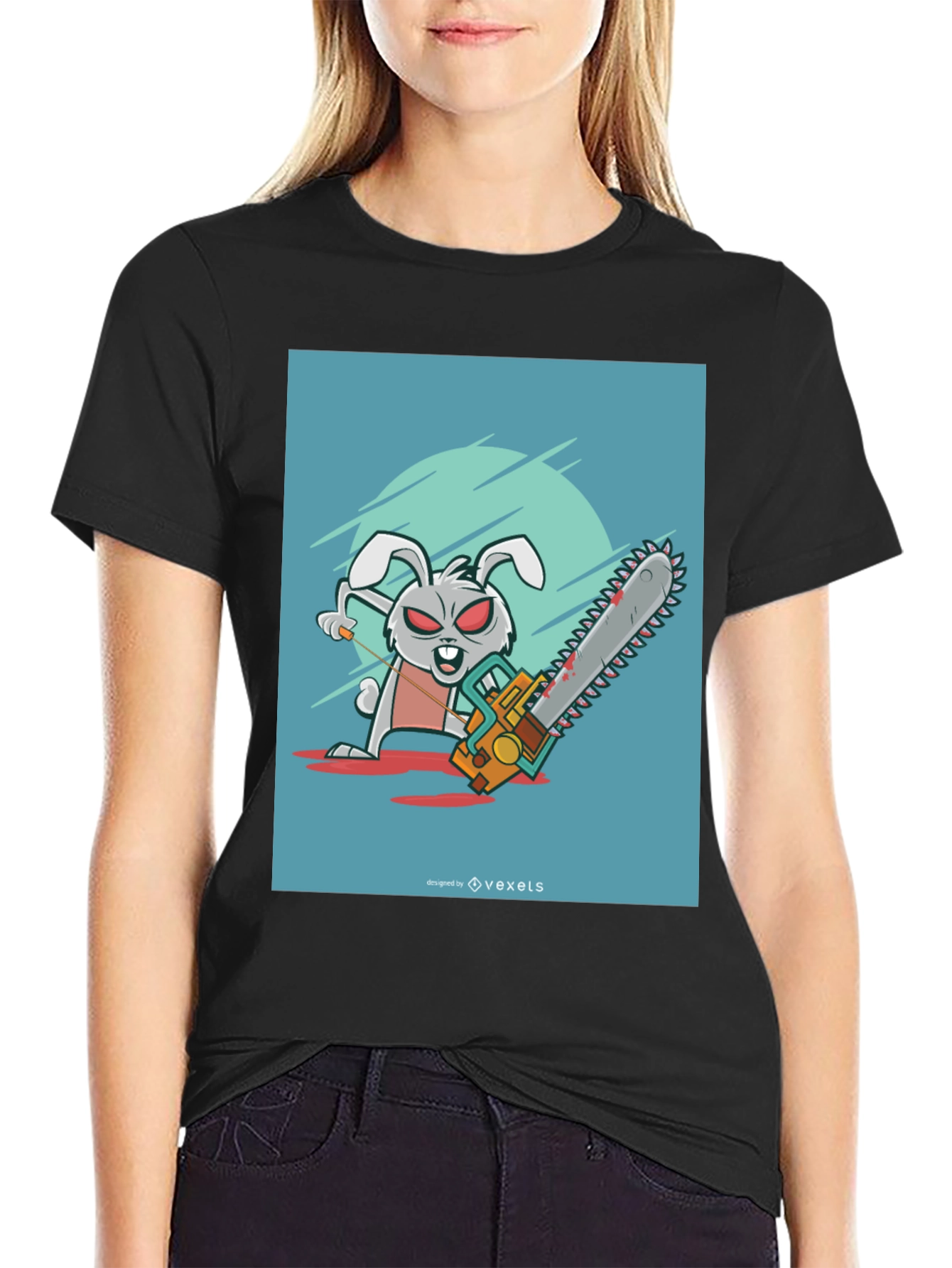 Evil Bunny Chainsaw T-Shirt - Graphic Tee