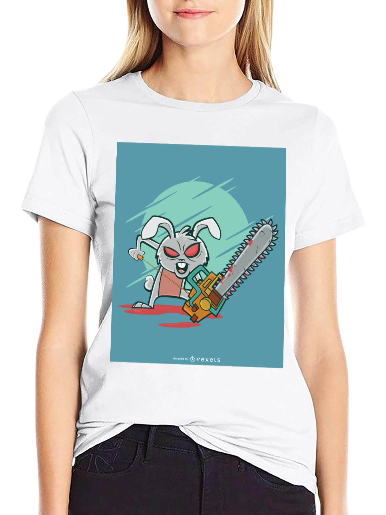 Evil Bunny Chainsaw T-Shirt - Graphic Tee