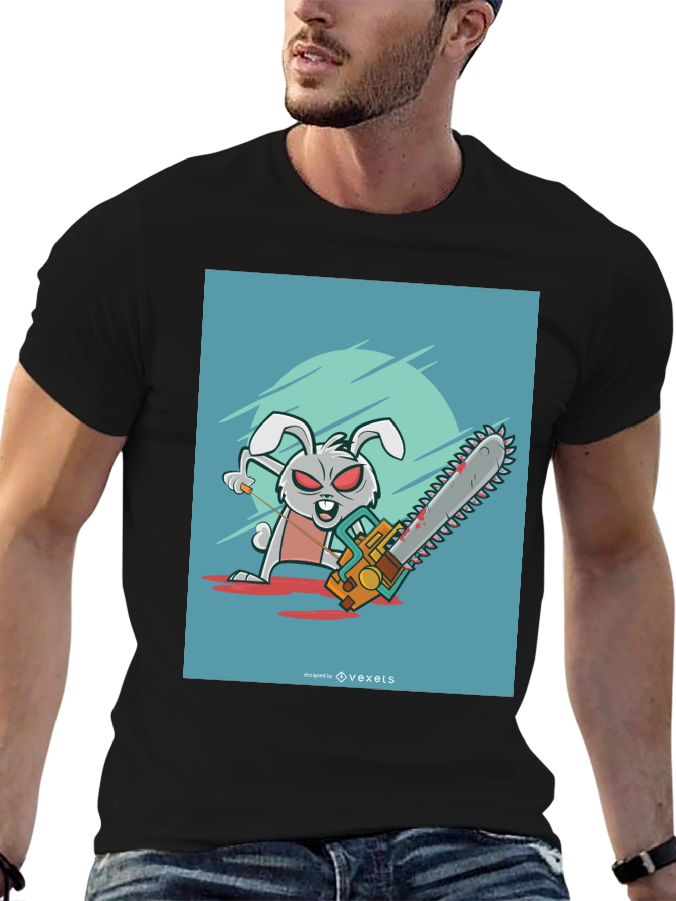 Evil Bunny Chainsaw T-Shirt - Graphic Tee