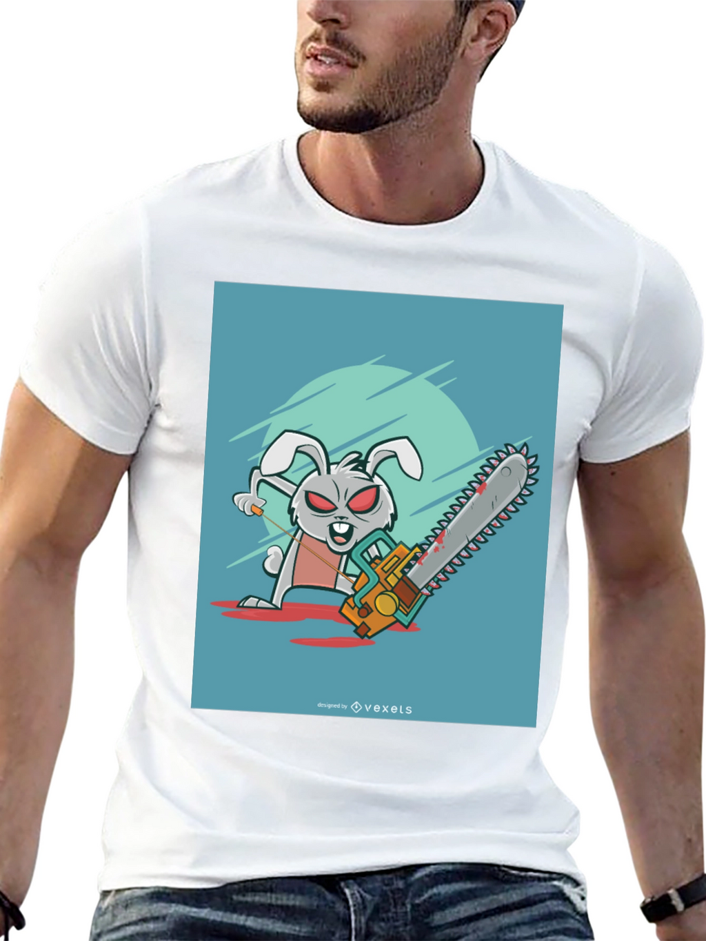 Evil Bunny Chainsaw T-Shirt - Graphic Tee