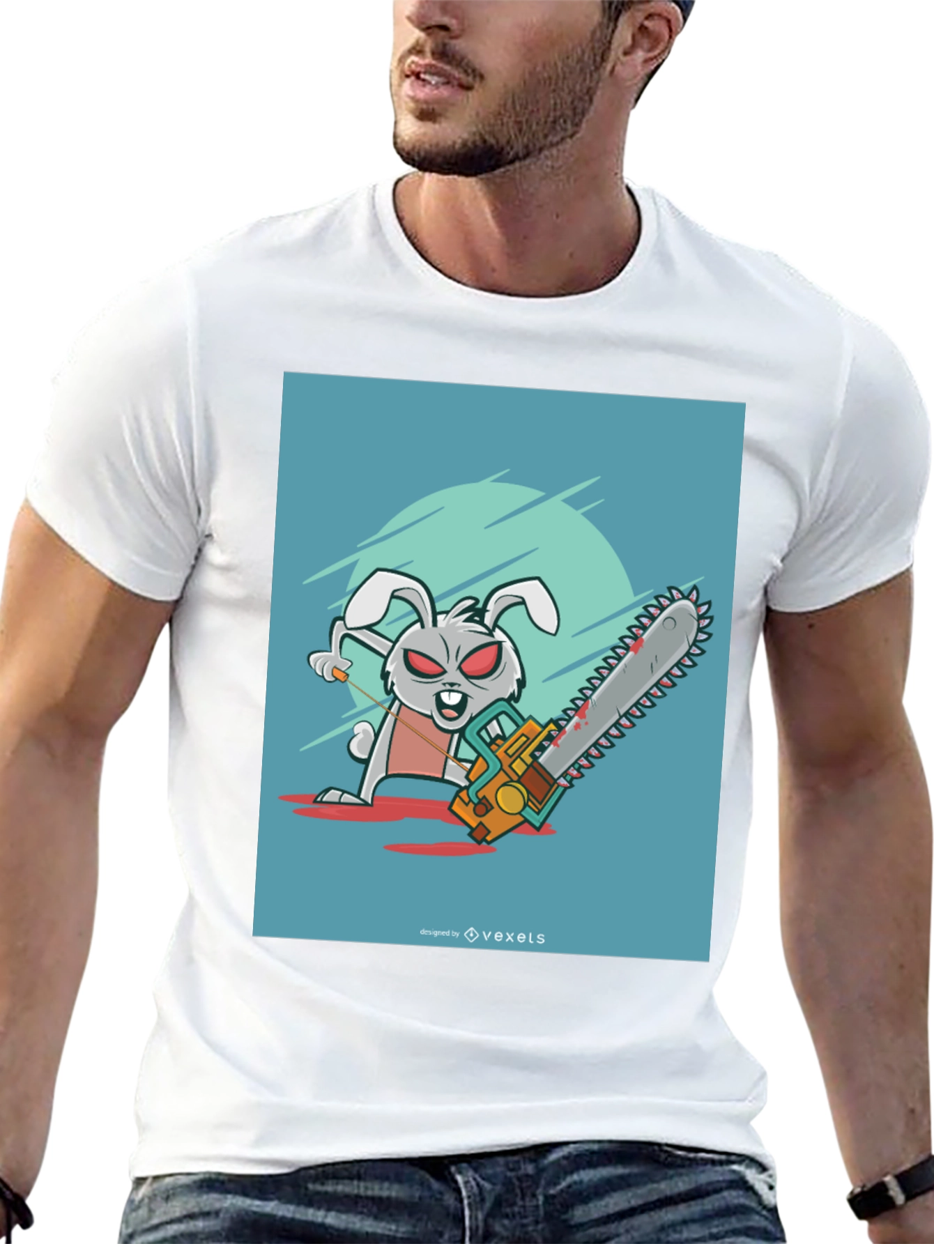 Evil Bunny Chainsaw T-Shirt - Graphic Tee