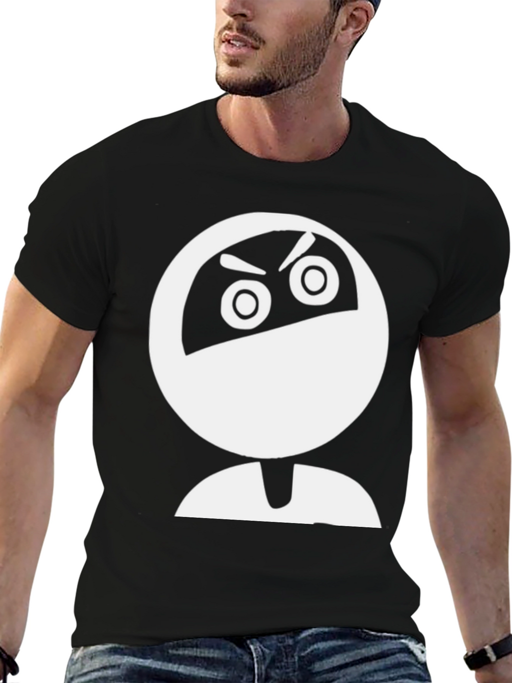Ninja Cartoon Graphic Black T-Shirt