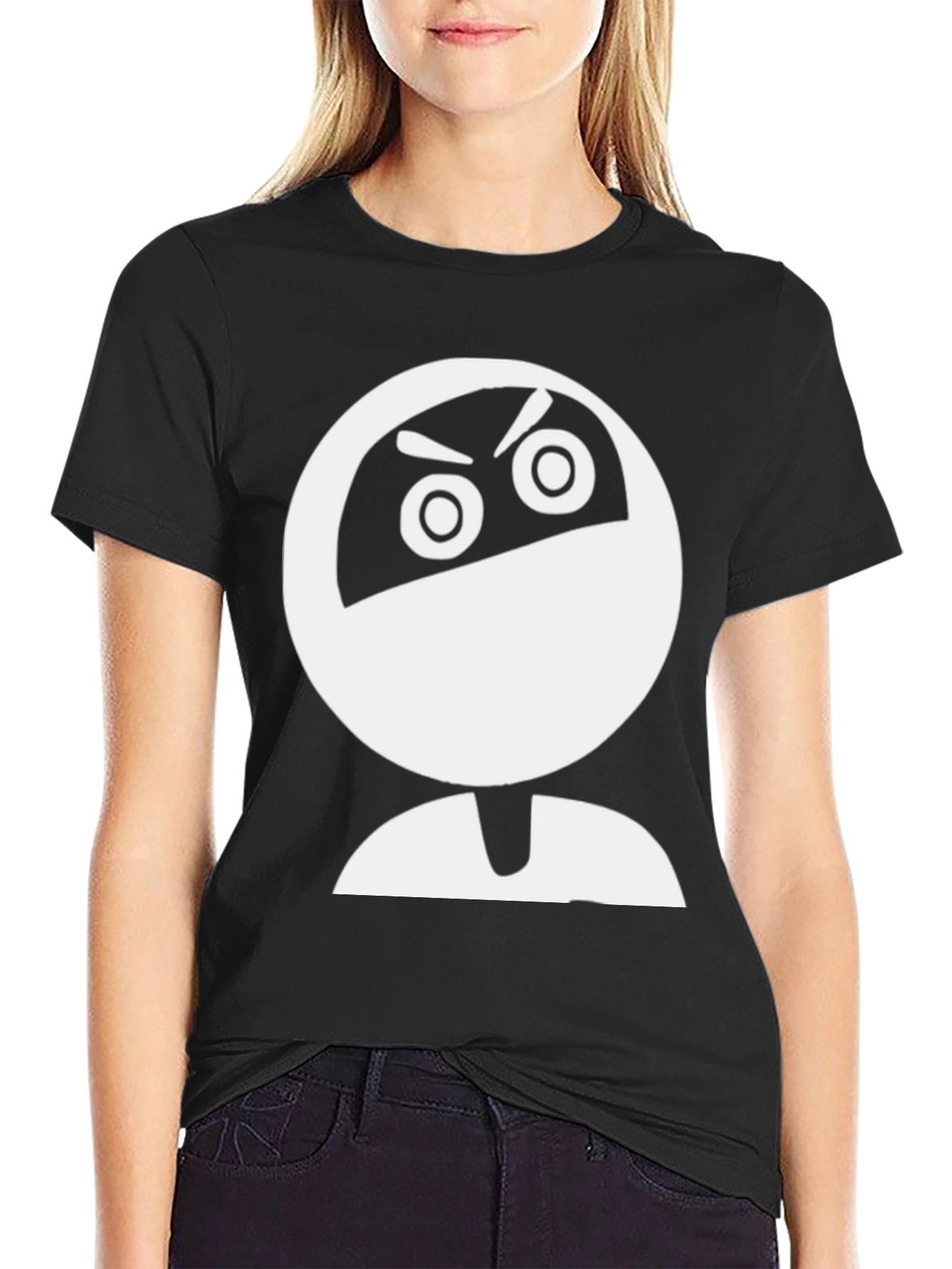 Ninja Cartoon Graphic Black T-Shirt