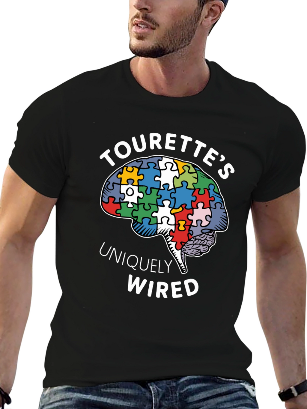 Tourettes Uniquely Wired Brain Puzzle Piece T-Shirt