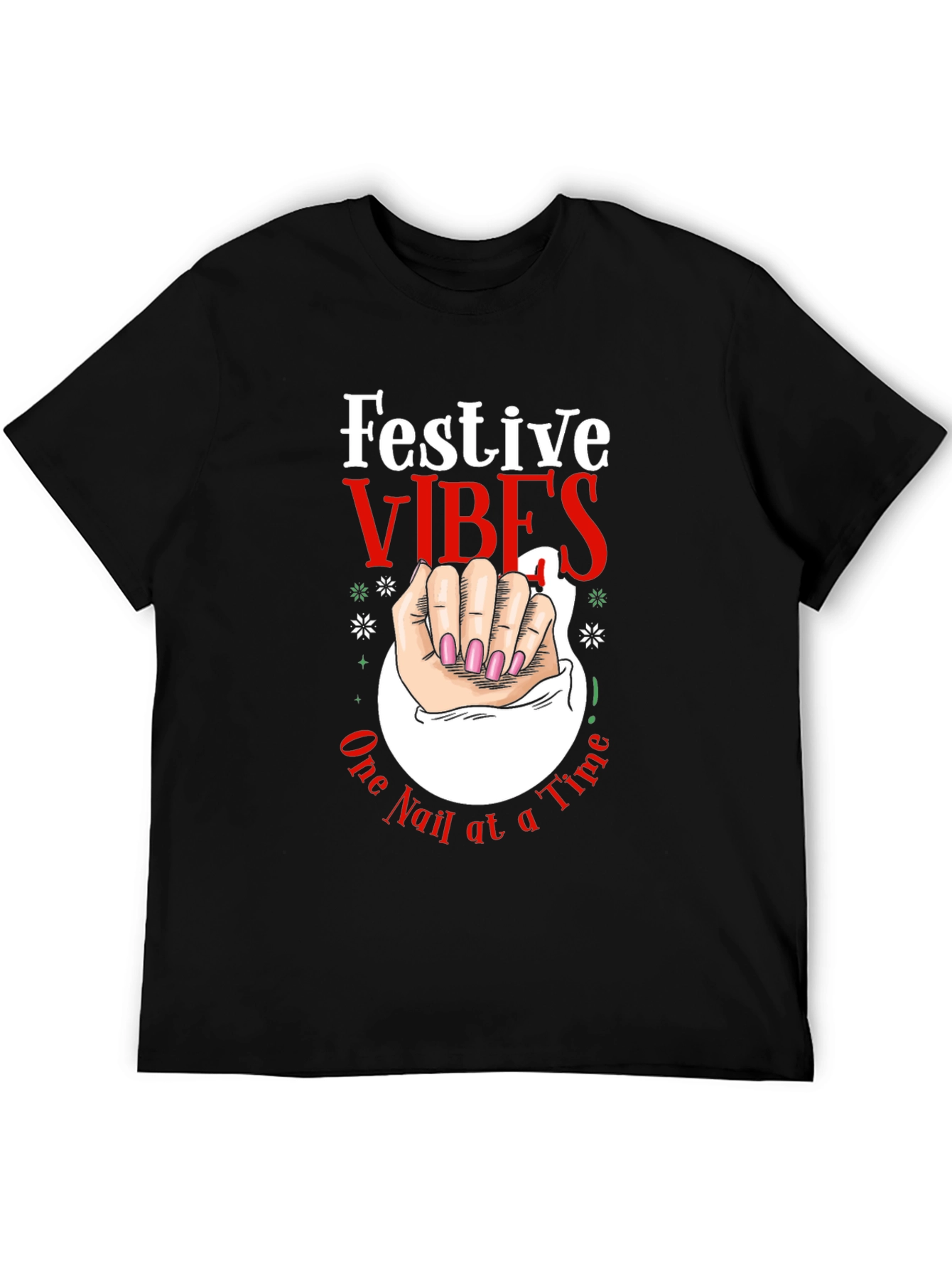 Festive Vibes Nail Art Graphic Tee