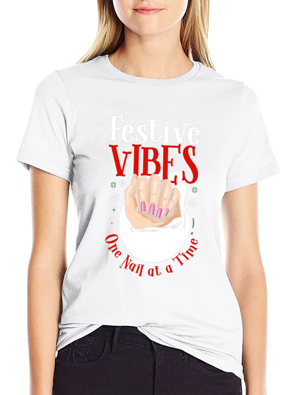 Festive Vibes Nail Art Graphic Tee