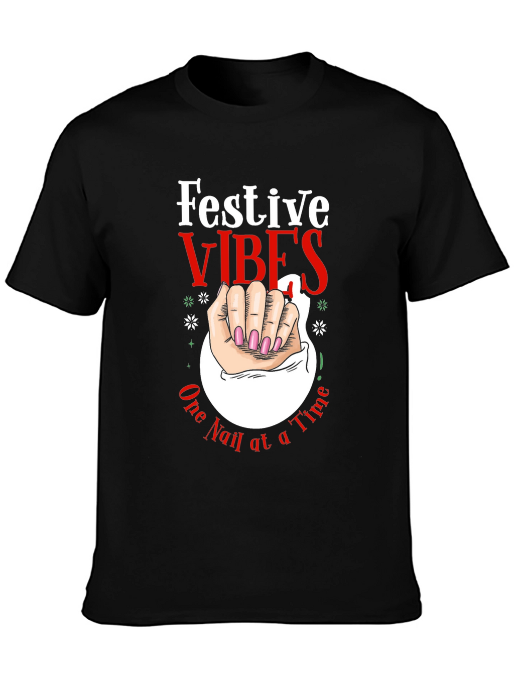 Festive Vibes Nail Art Graphic Tee