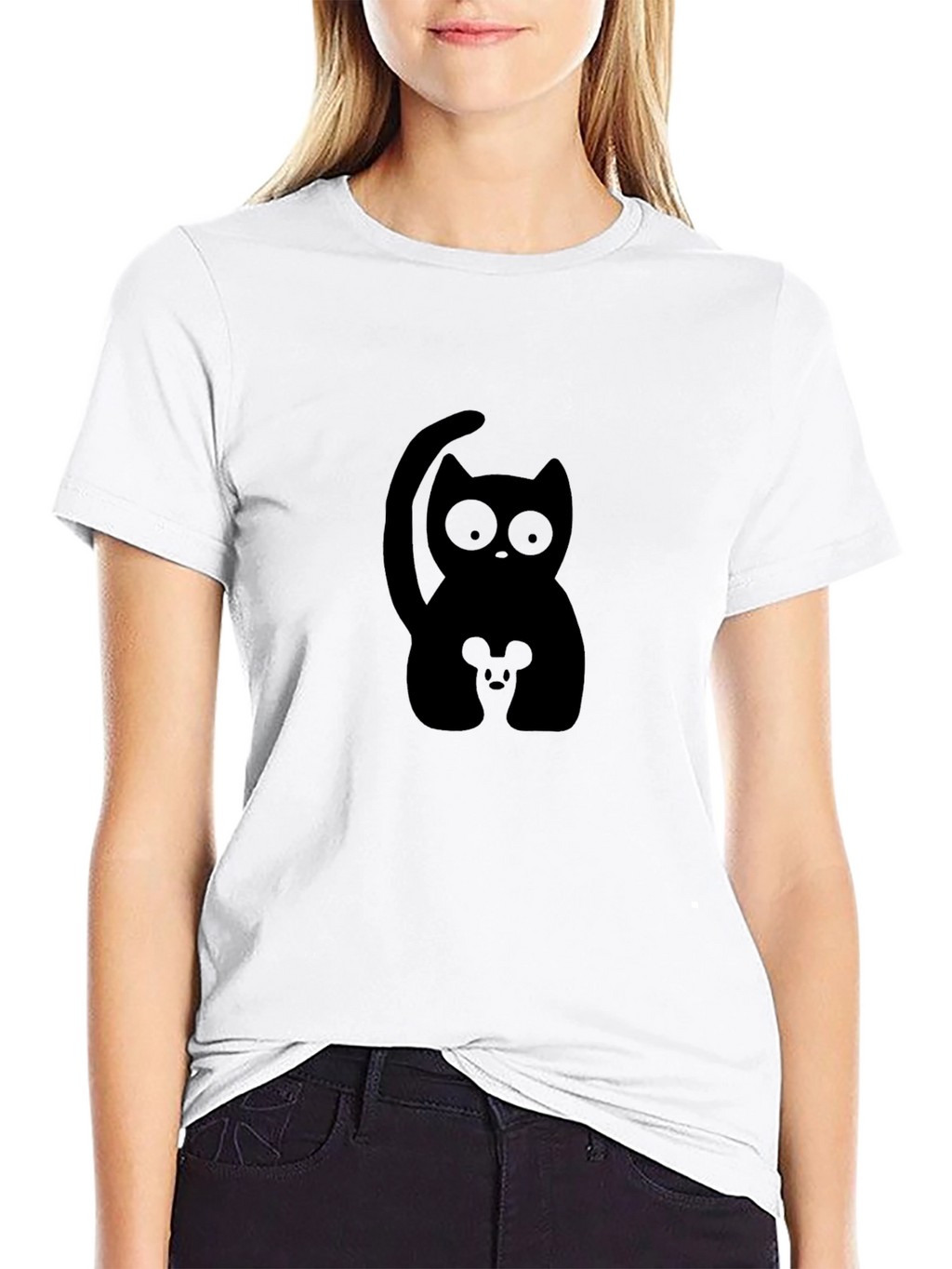 Cat and Mouse Graphic Tee - Black T-Shirt