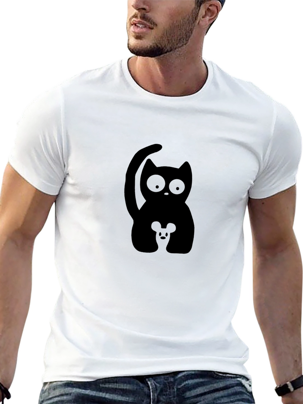 Cat and Mouse Graphic Tee - Black T-Shirt