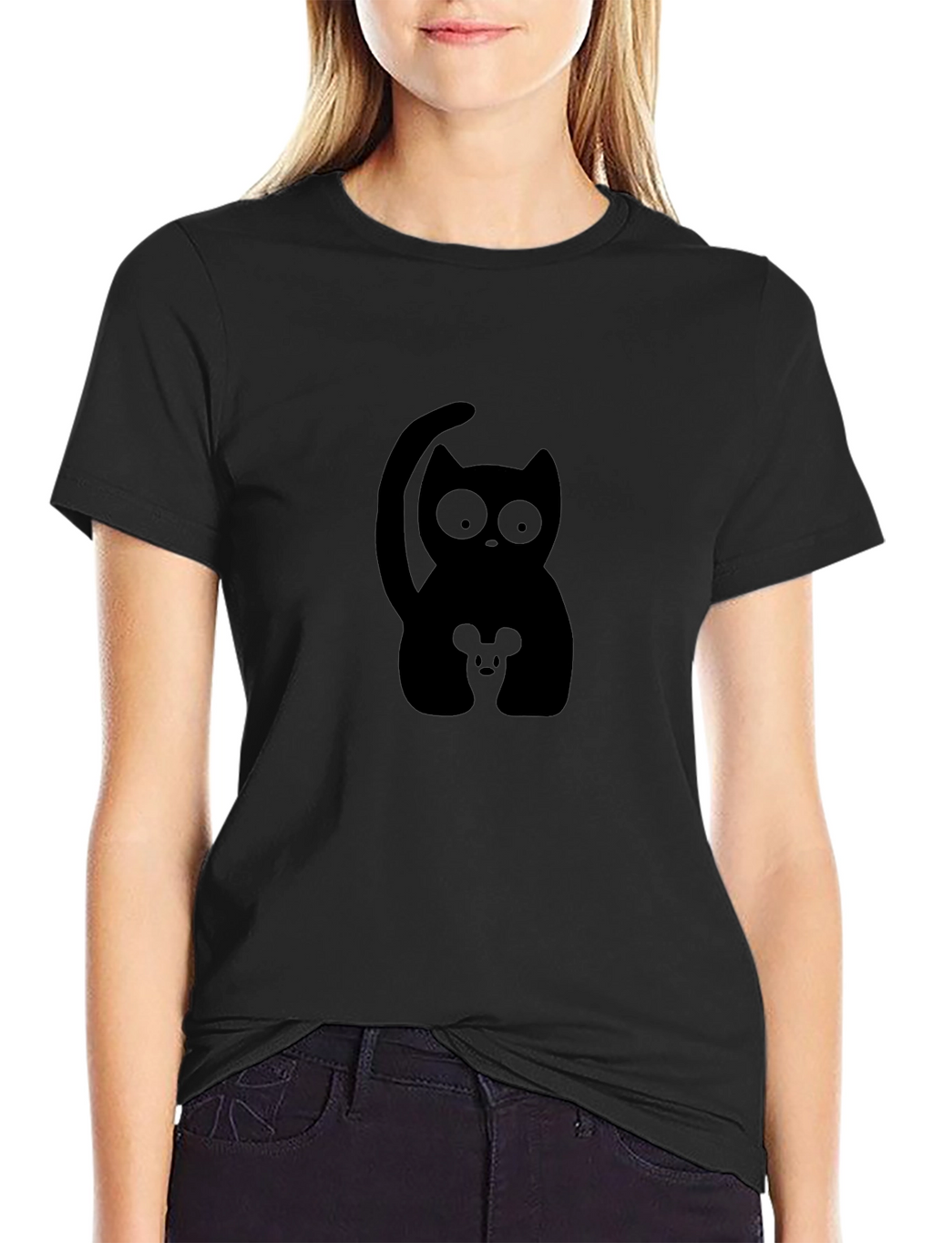 Cat and Mouse Graphic Tee - Black T-Shirt