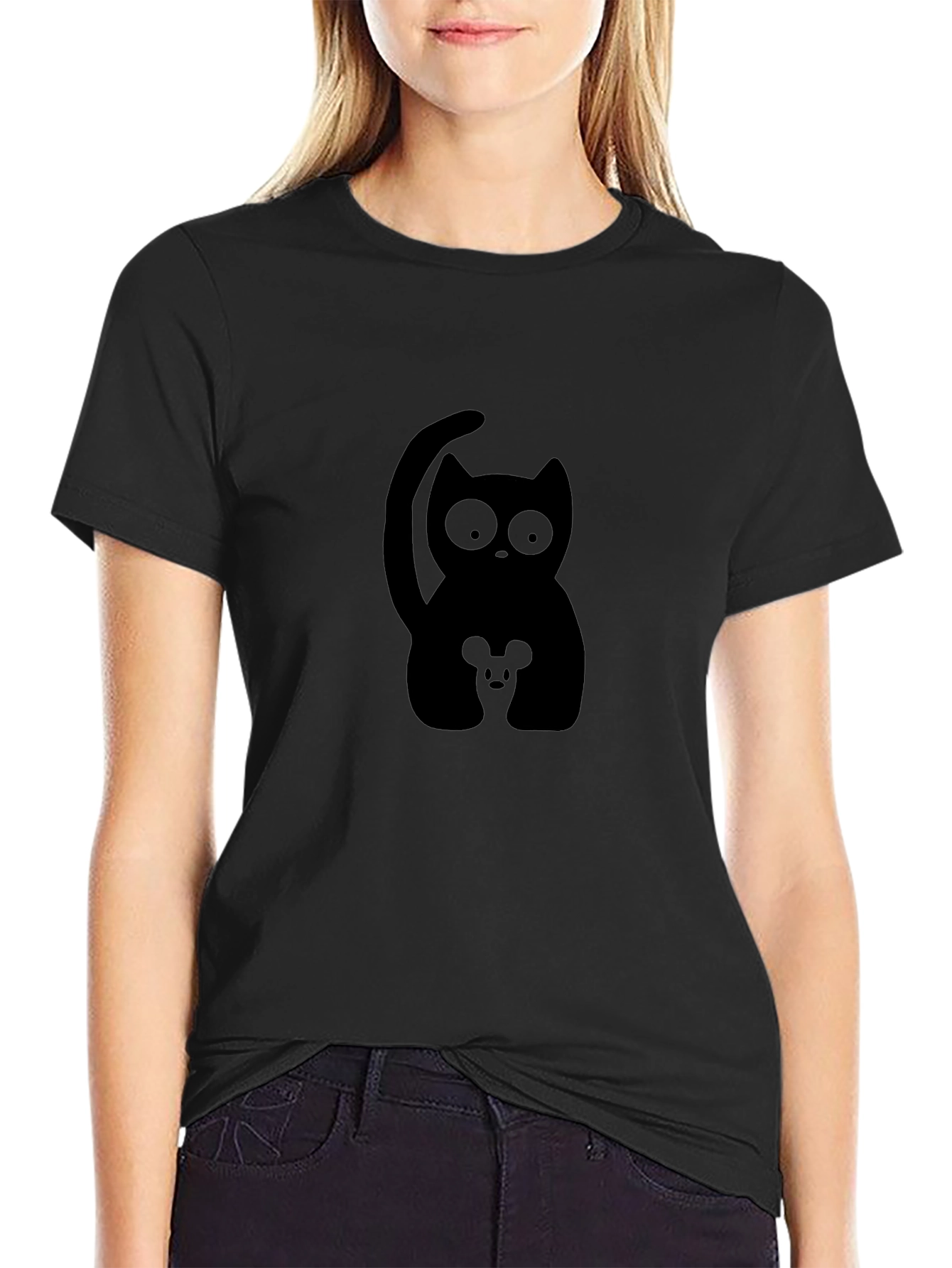 Cat and Mouse Graphic Tee - Black T-Shirt